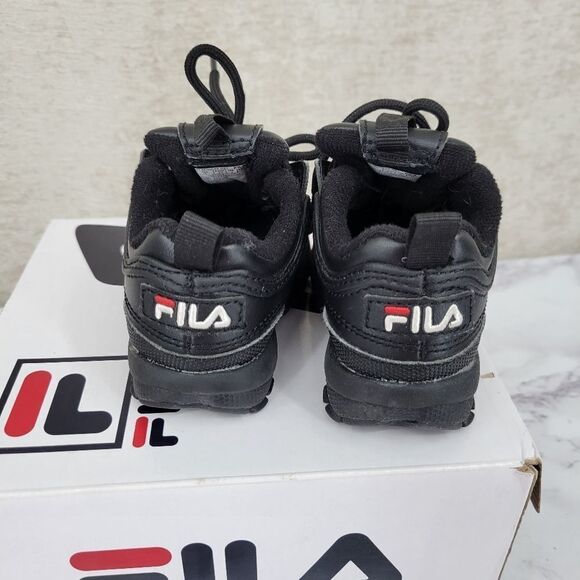 Fila Disruptor II 2 Black Tennis Shoes Infant Toddler 4C Unisex  LIKE NEW - Picture 5 of 8